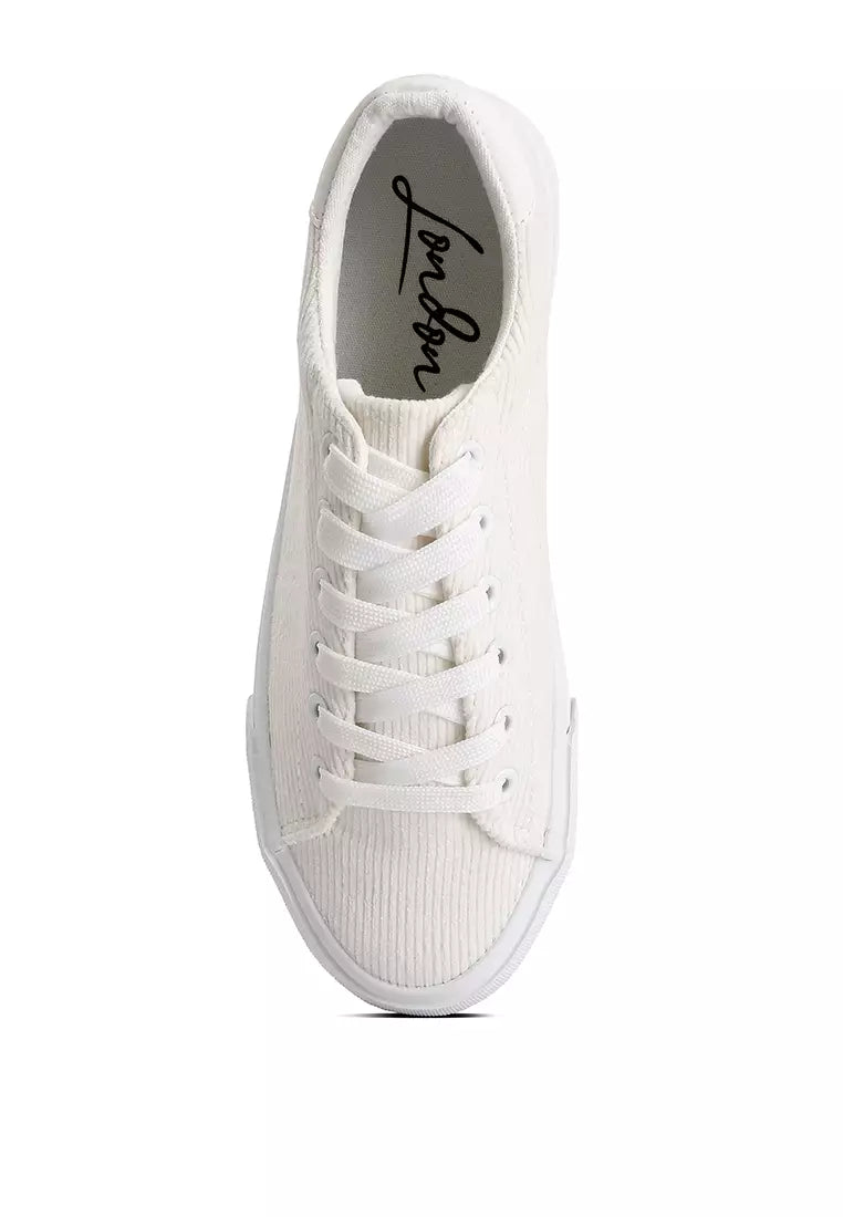 White Flatform Canvas Sneakers