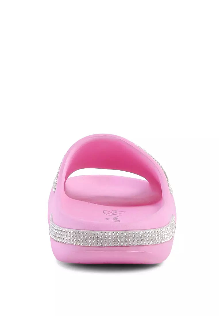 Diamante Pool Slides in Pink