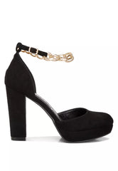 Black Ankle Strap Platform Heel Sandals