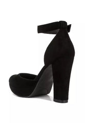 Black Ankle Strap Platform Heel Sandals