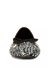 Black Sequin Embellished Ballet Flats