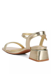 Gold Metallic Strap Block Heels