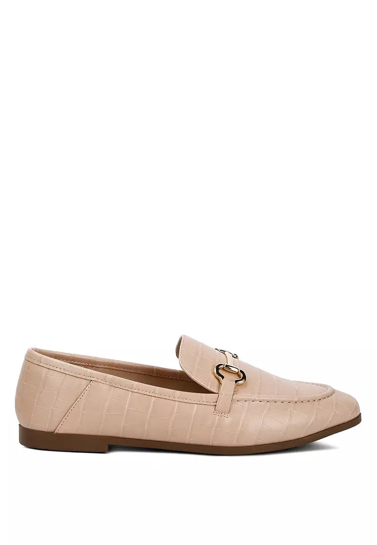 Camel Horsebit Embellished Loafers