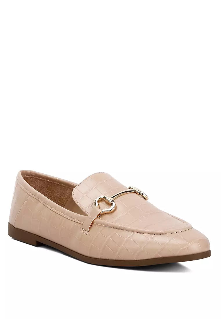 Camel Horsebit Embellished Loafers