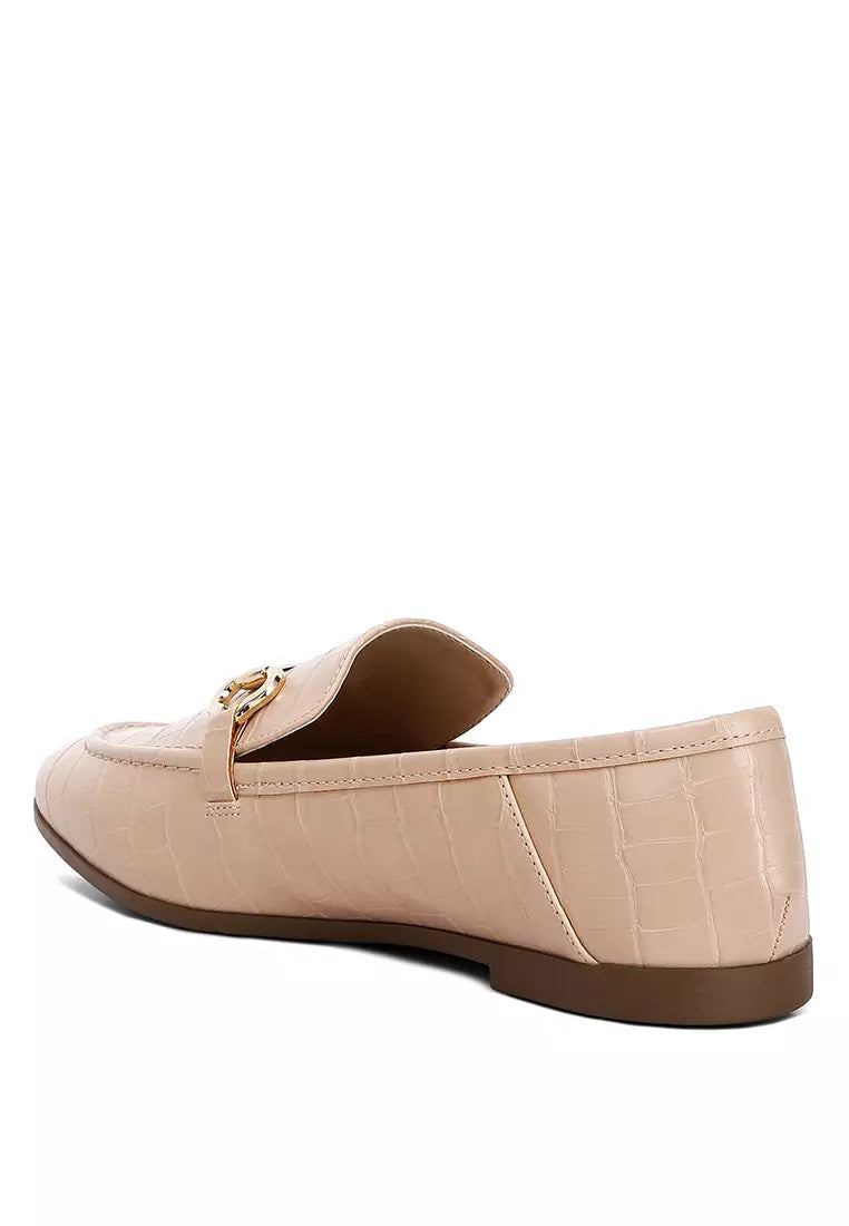 Camel Horsebit Embellished Loafers