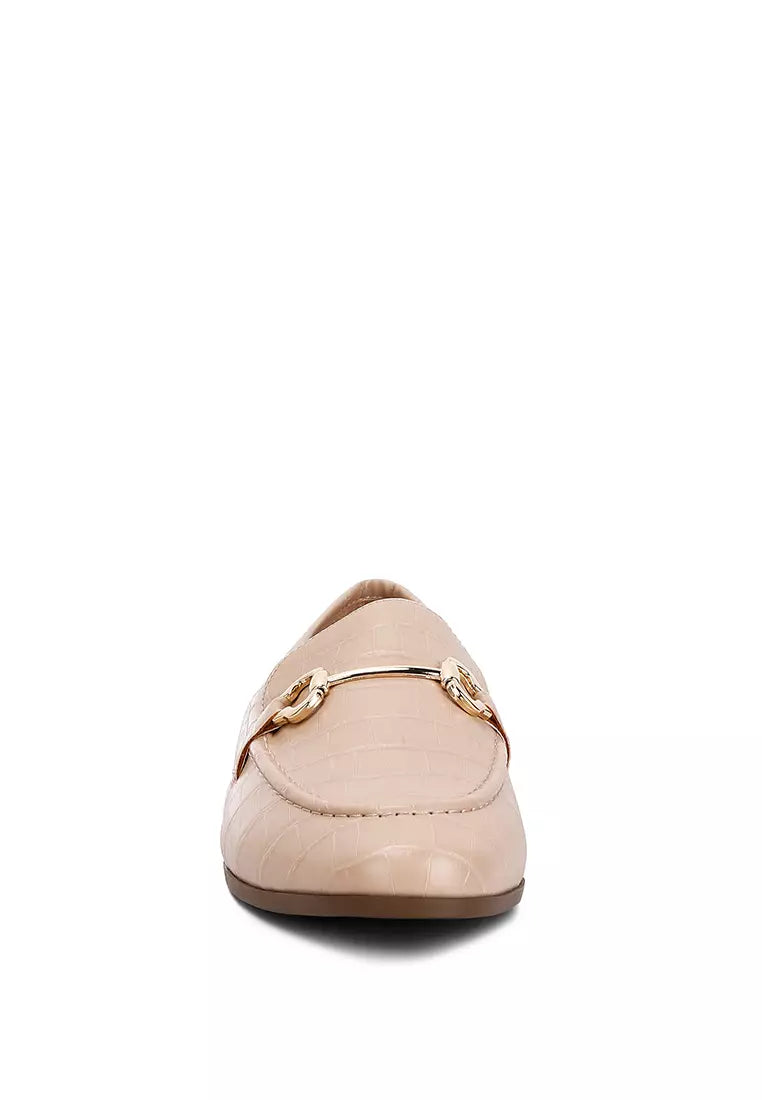 Camel Horsebit Embellished Loafers