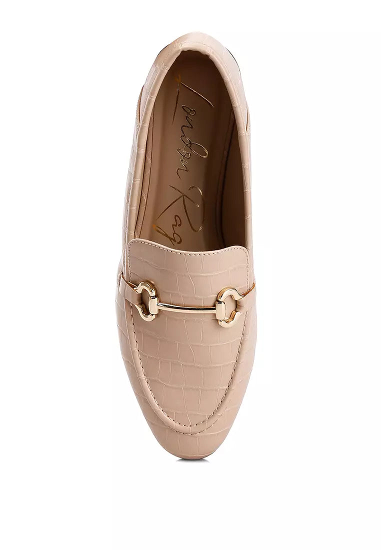 Camel Horsebit Embellished Loafers