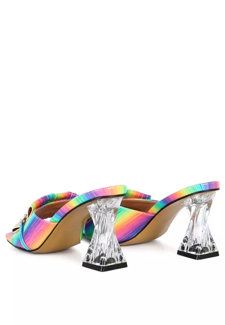 Rainbow Clear Heel Jewel Sandal