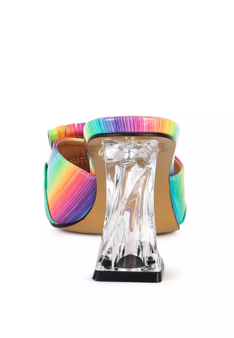 Rainbow Clear Heel Jewel Sandal