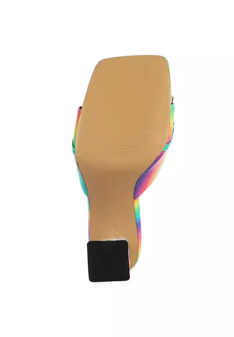 Rainbow Clear Heel Jewel Sandal