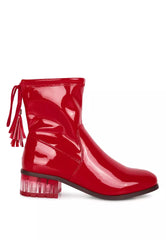 Red Tassels Detail Ankle Boots