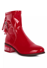 Red Tassels Detail Ankle Boots