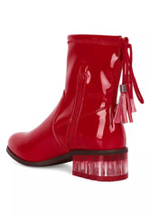 Red Tassels Detail Ankle Boots