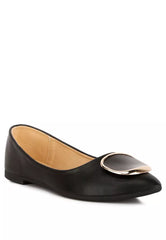 Brooch Detail Ballet Flats In Black