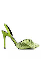 Green High Heeled Bow Slingback Sandals