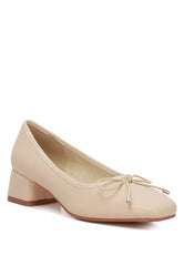 Beige Low Block Heel Ballerinas