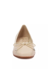 Beige Low Block Heel Ballerinas