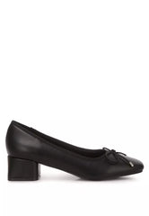 Black Low Block Heel Ballerinas