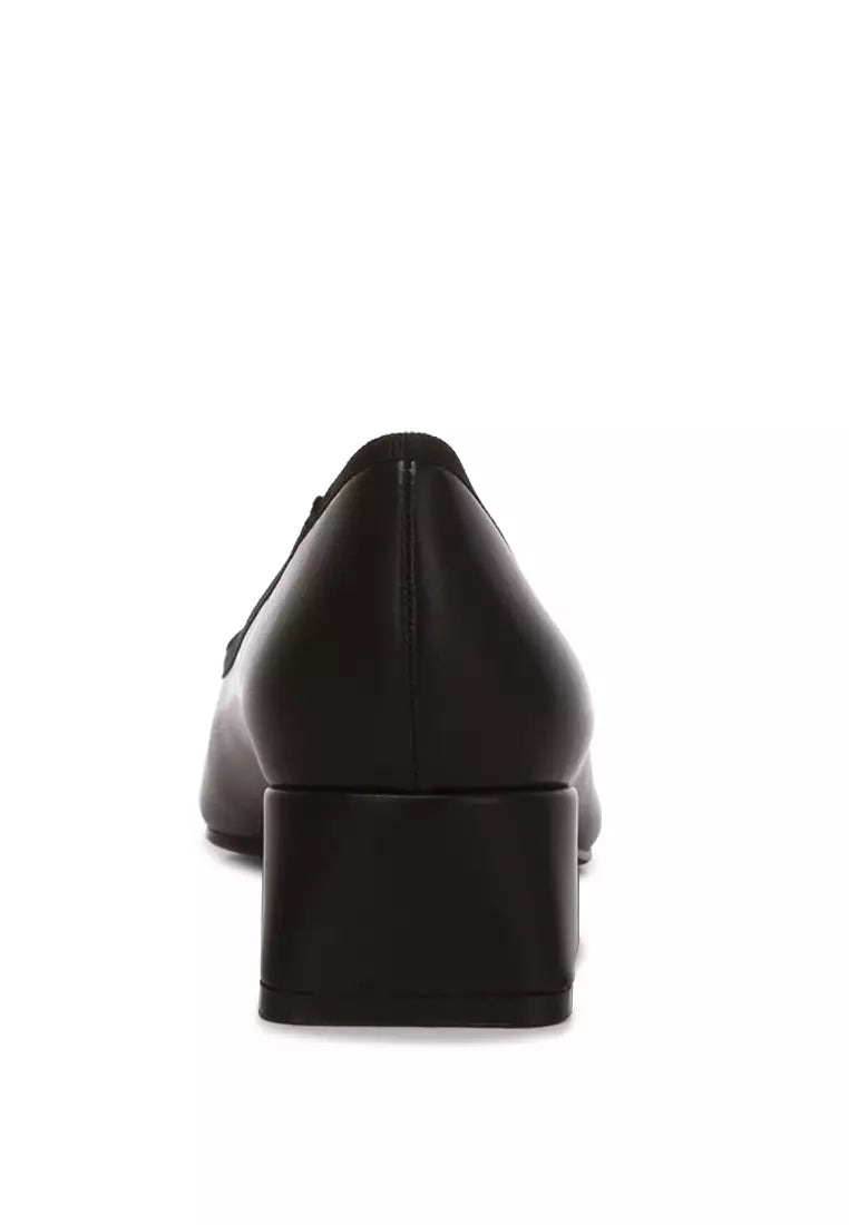 Black Low Block Heel Ballerinas