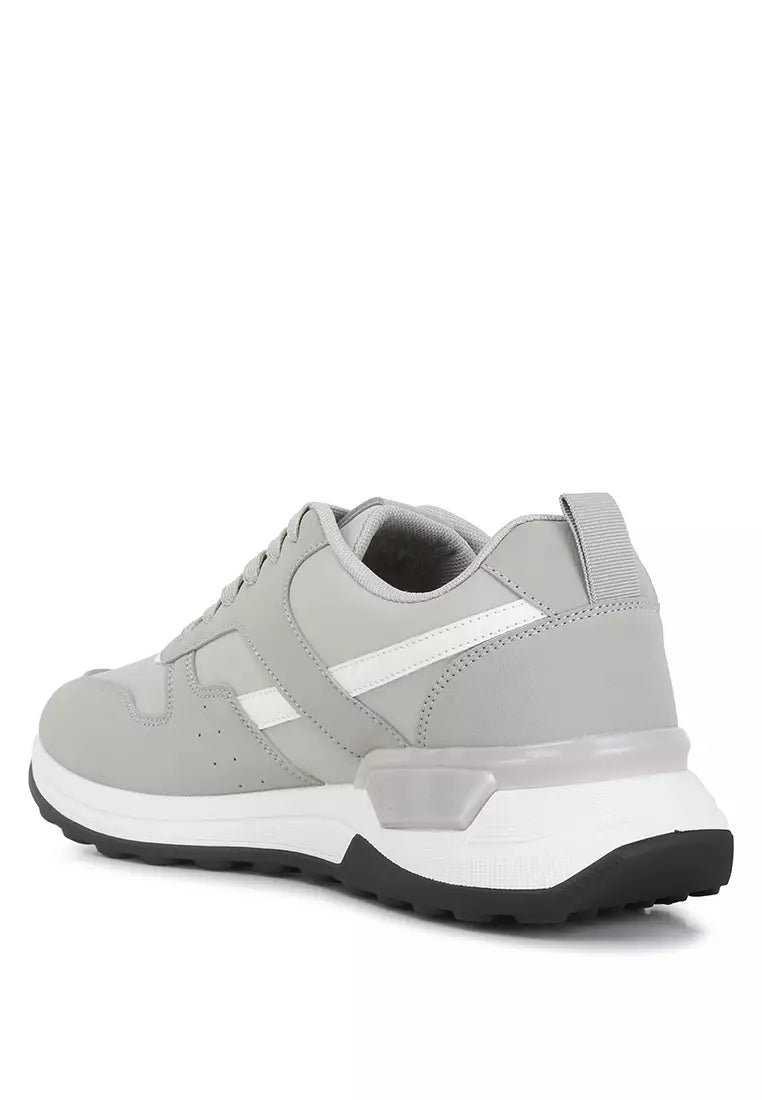 Grey Suede Paneling Detail Sneakers