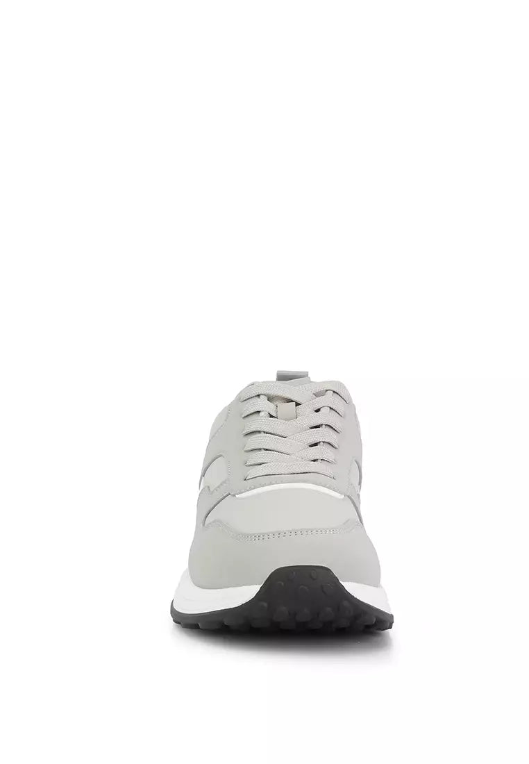 Grey Suede Paneling Detail Sneakers