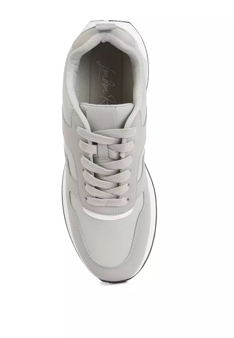 Grey Suede Paneling Detail Sneakers