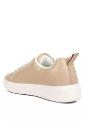 Taupe Faux Leather Sneakers