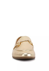 Metallic Faux Leather Loafers in Gold