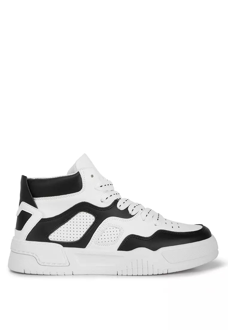 Black White Ankle Length Sneakers