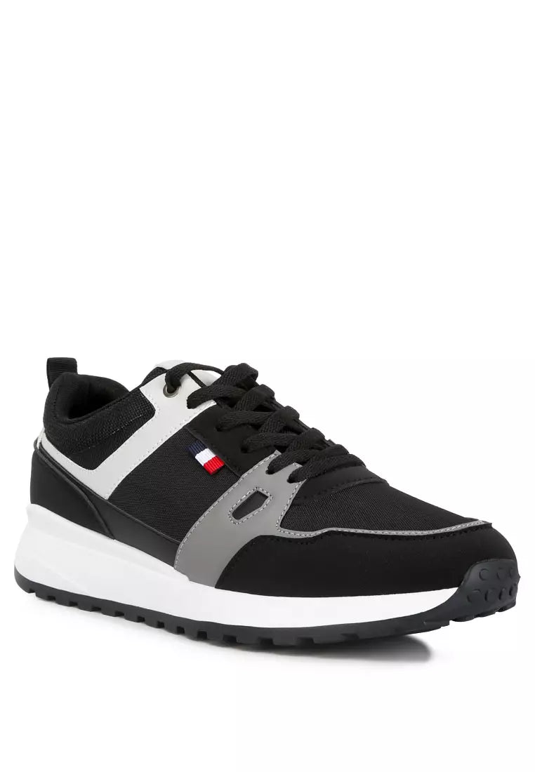 Black Patchwork Casual Sneakers