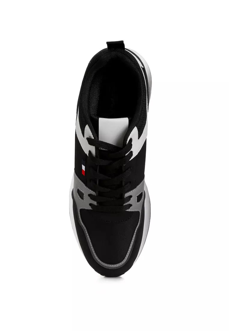 Black Patchwork Casual Sneakers