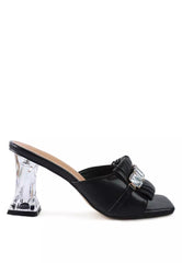 Black Clear Heel Jewel Sandal