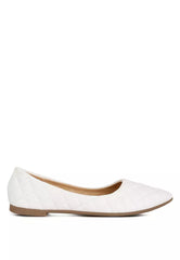 White Quilted Ballet Flats