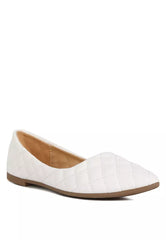 White Quilted Ballet Flats