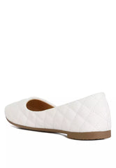 White Quilted Ballet Flats