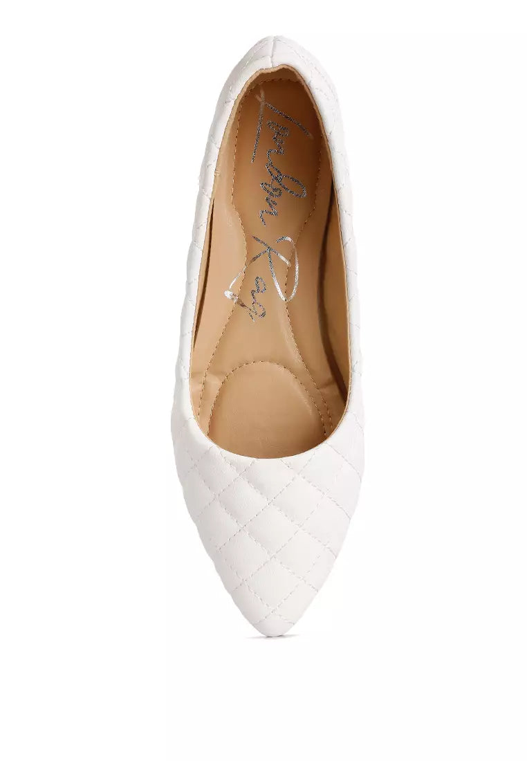 White Quilted Ballet Flats