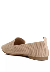 Knit Textile Solid Flats in Beige