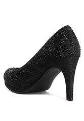 Jolly Exquisite Rhinestone-Embellished Stiletto Pumps In Black