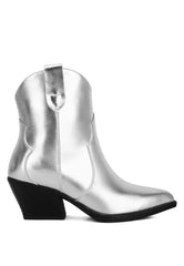 Ott Metallic Faux Leather Boots In Silver