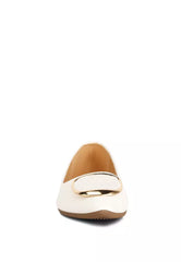 Brooch Detail Ballet Flats In White