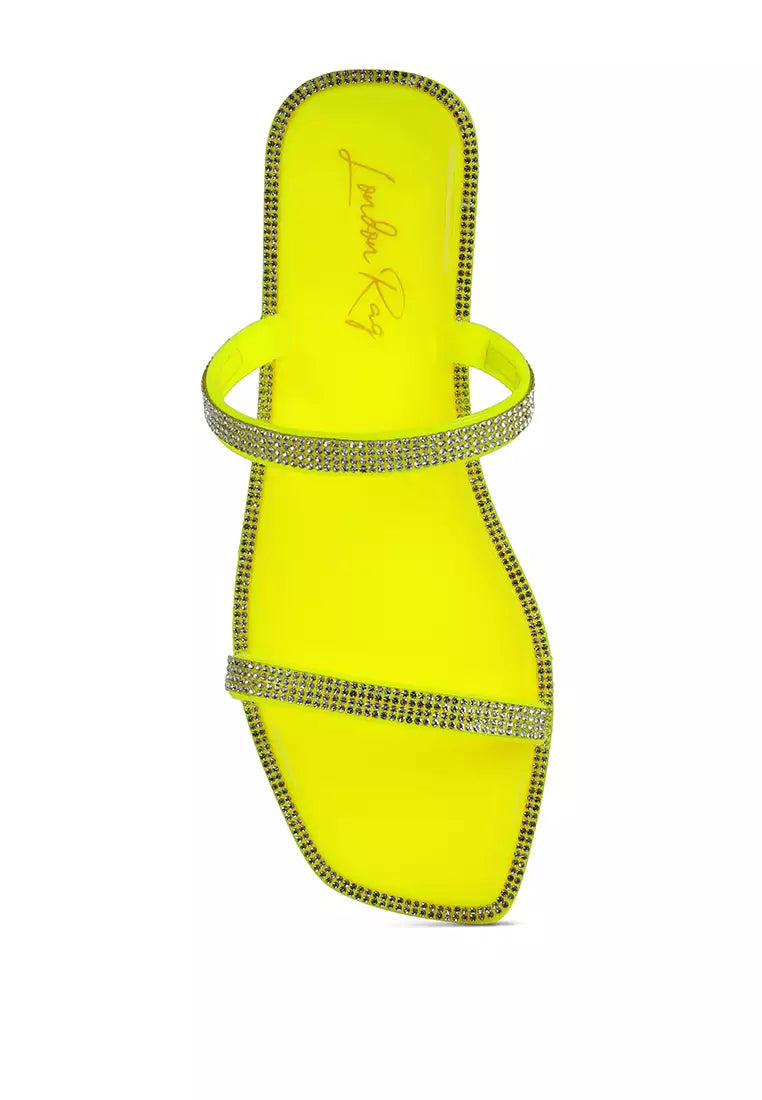 Neon Diamante Detail Jelly Flats