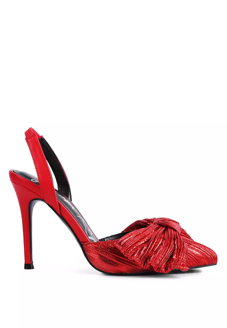 Red High Heeled Bow Slingback Sandals