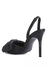 Black High Heeled Bow Slingback Sandals