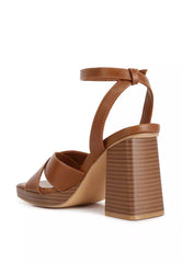 Tan Stacked Block Heel Sandals