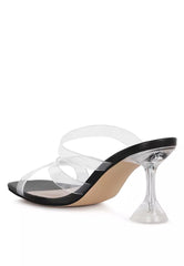 Black Clear Spool Heeled Sandal