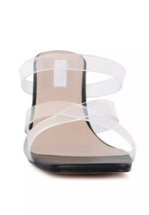 Black Clear Spool Heeled Sandal