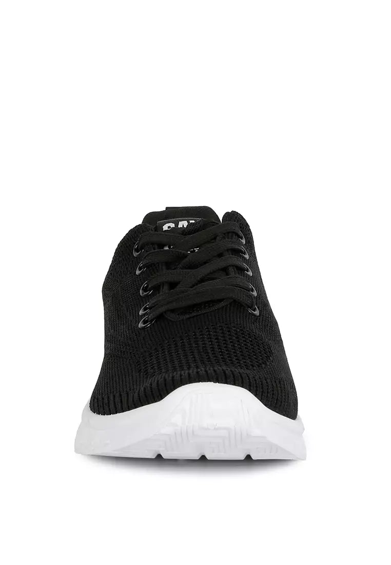 Black Lace Up Knit Sneakers