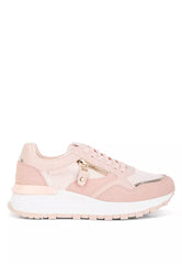 Pink Chain Embellished Chunky Sneakers