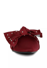 Burgundy Studded Bow Flat Mules