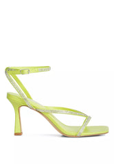 Lime Diamante Mid Heel Sandal